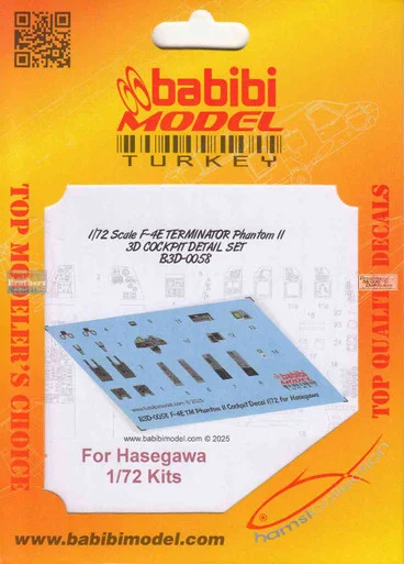 BBBB3D0058 1:72 Babibi Model 3D Cockpit Detail Set - F-4E Phantom II Terminator (HAS kit)