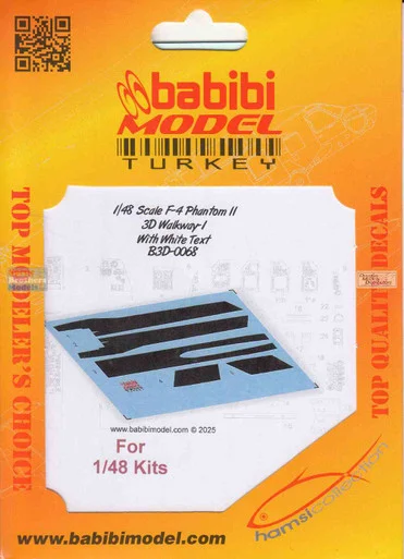 BBBB3D0068 1:48 Babibi Model 3D Decals F-4E Phantom II Walkway Version 1 with White Text