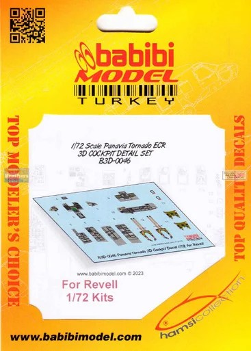 BBBB3D0046 1:72 Babibi Model 3D Cockpit Detail Set - Tornado ECR (REV kit)