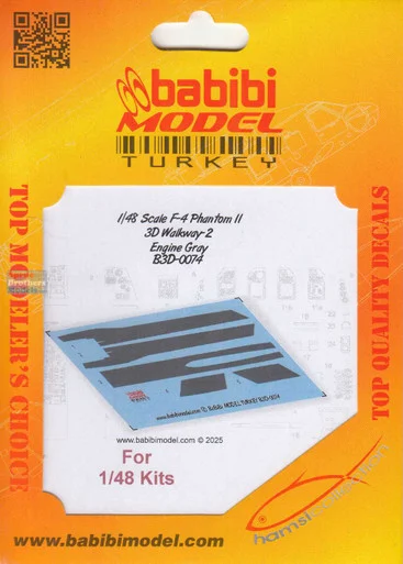 BBBB3D0074 1:48 Babibi Model 3D Detail Set - F-4 Phantom II Walkways Version 2 Engine Gray