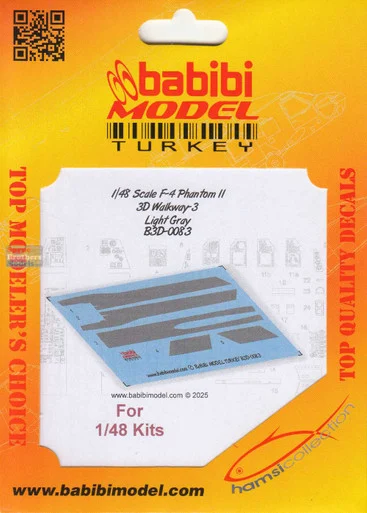 BBBB3D0083 1:48 Babibi Model 3D Detail Set - F-4 Phantom II Walkways Version 3 Light Gray