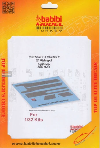 BBBB3D0084 1:32 Babibi Model 3D Decals F-4 Phantom II Walkway Version 3 Light Gray