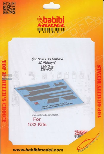 BBBB3D0096 1:32 Babibi Model 3D Decals F-4 Phantom II Walkway Version 5 Light Gray