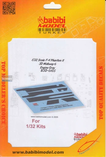 BBBB3D0105 1:32 Babibi Model 3D Decals F-4 Phantom II Walkway Version 6 Engine Gray