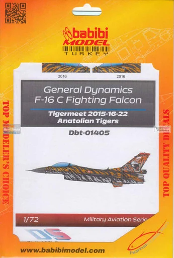 BBBDBT01405 1:72 Babibi Model Decals - F-16C Falcon Tigermeet 2015-16-22 Anatolian Tigers
