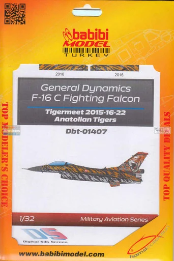 BBBDBT01407 1:32 Babibi Model Decals - F-16C Falcon Tigermeet 2015-16-22 Anatolian Tigers
