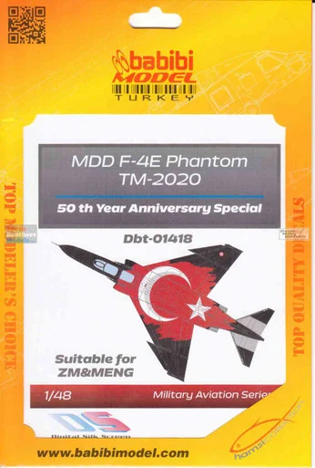 BBBDBT01418 1:48 Babibi Model Decals - F-4E Phantom II Terminator 50th Service Year of TURAF Anniversary (ZKM/MNG kit)