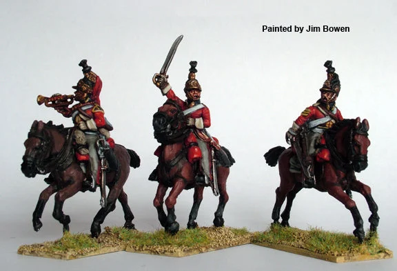 Napoleonic British Heavy Dragoon / Dragoon Guard Command Galloping, 28 mm Scale Model Metal Figures - Perry Miniatures