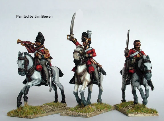 Napoleonic British Scots Greys Cavalry Command Galloping, 28 mm Scale Model Metal Figures - Perry Miniatures