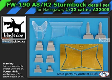 BLDA32005A 1:32 Black Dog Fw190A-8/R2 Sturmbock Detail Set (HAS kit)