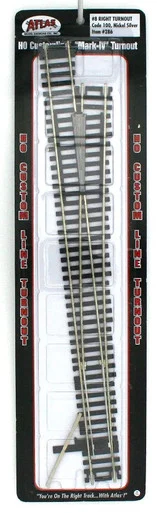 Atlas Model Railroad 286 HO Code 100 Mark IV #8 Turnout Right