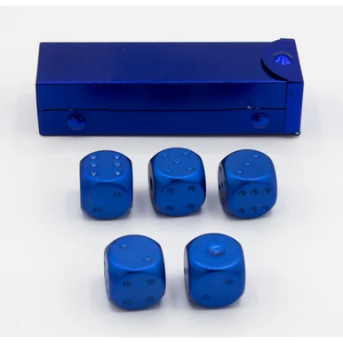 Critical Hit Collectibles Blue Set of 5 Metal D6 Pipped and in a Metal Container - Critical Hits