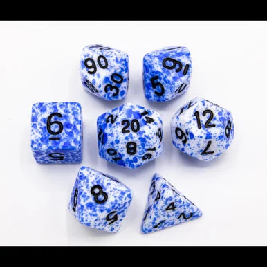 Critical Hit Collectibles Blue Set of 7 Speckled Polyhedral Dice w/ Black Numbers for D20 Based RPG's - Critical Hits