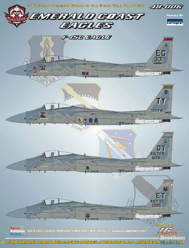 BMA48006 1:48 Bullseye Model Aviation Decals - F-15C Eagle 'Emerald Coast Eagles'