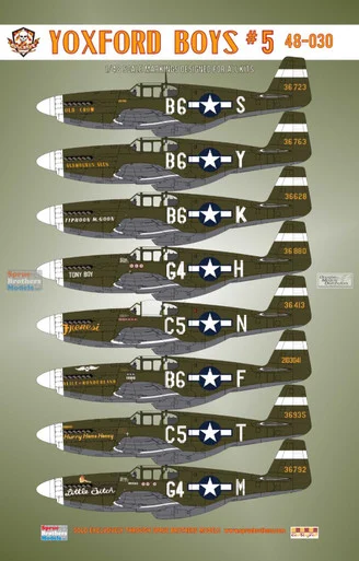 BMA48030 1:48 Bullseye Model Aviation Decals - P-51B Mustang Yoxford Boys #5