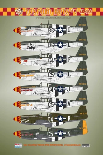 BMA48036 1:48 Bullseye Model Aviation Decals - P-51B P-51C Mustang Yoxford Boys #7