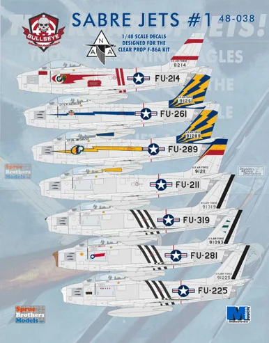 BMA48038 1:48 Bullseye Model Aviation Decals - F-86A Sabre Jets #1