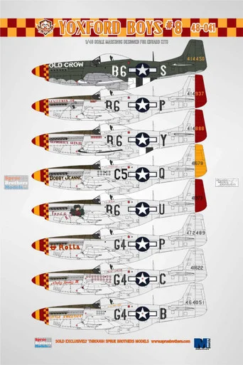 BMA48041 1:48 Bullseye Model Aviation Decals - P-51D P-51K Mustang Yoxford Boys #8