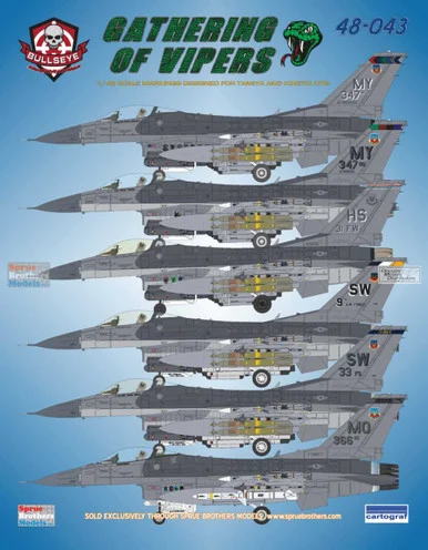 BMA48043 1:48 Bullseye Model Aviation Decals - 'Gathering of Vipers' (F-16CG F-16DG Falcon)