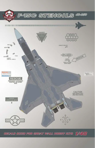 BMA48050 1:48 Bullseye Model Aviation Decals - F-15C Eagle Stencils