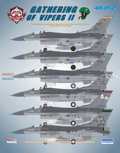 BMA48052 1:48 Bullseye Model Aviation Decals - 'Gathering of Vipers II' (F-16C F-16CG F-16D Falcon)