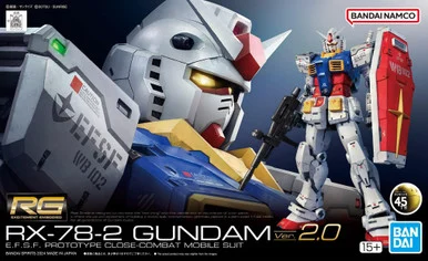 Bandai 5067155 #40 RX-78-2 Gundam Ver.2.0 E.F.S.F. Prototype Close-Combat Mobile Suit RG 1/144 Scale Model Kit