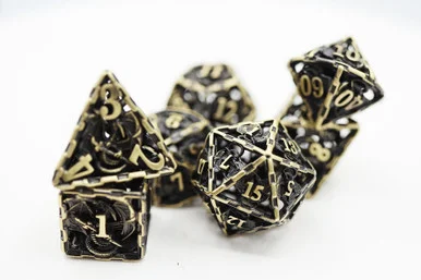 Foam Brain Games 4232 Chained Dragon: Bronze - Hollow Metal RPG Dice Set