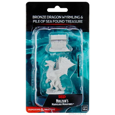 Wizkids 90152 Dungeons & Dragons Nolzur`s Marvelous Unpainted Miniatures: Bronze Dragon Wyrmling & Pile of Sea-found Treasure