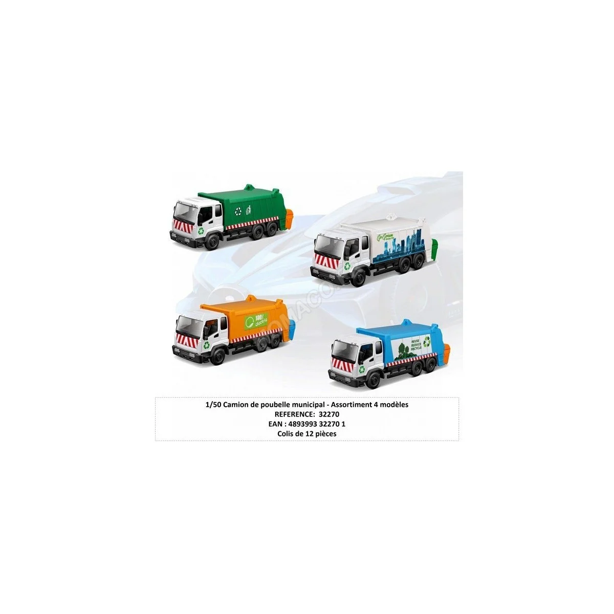 12-piece display: municipal garbage truck Die cast