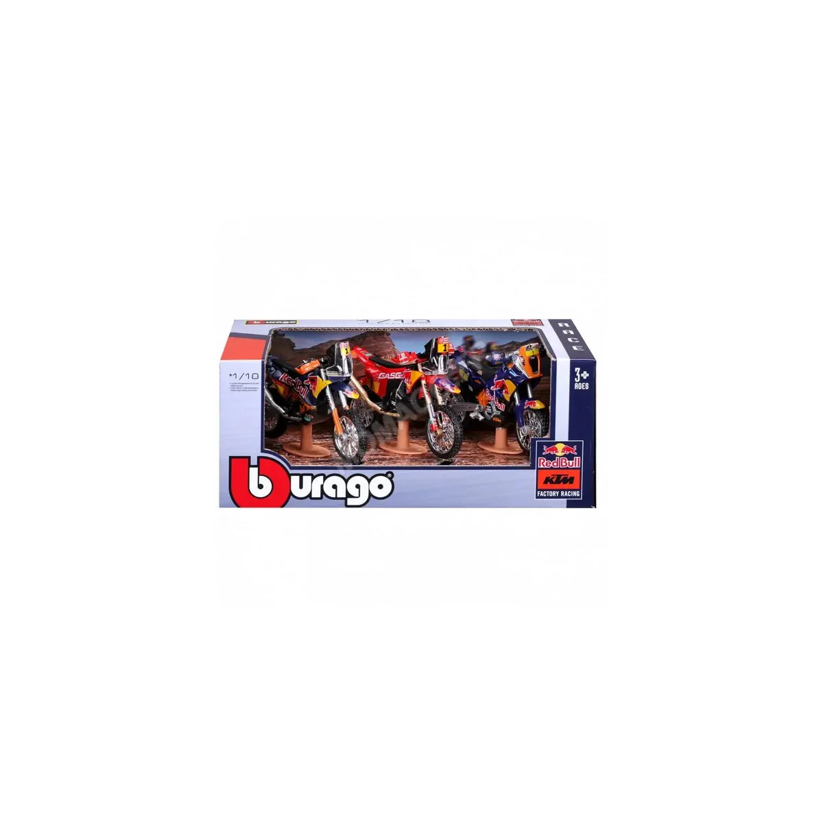 Pack de 3 pieces : motocross rallye redbull Die cast - Burago