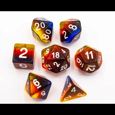 Critical Hit Collectibles Burn Set of 7 Aurora Polyhedral Dice w/ White Numbers for D20 Based RPG's - Critical Hits