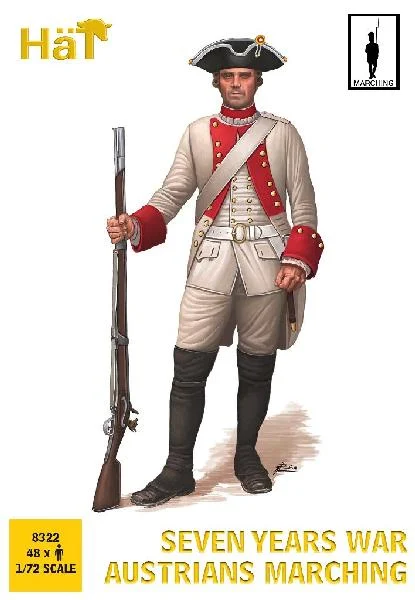 Seven Years War Austrians Marching 1/72 Scale Model Plastic Figures - HaT Industries
