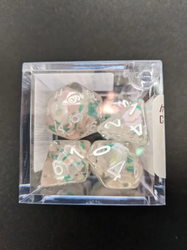 Critical Hit Collectibles Flower - Daisy Set of 7 Filled Polyhedral Dice w/ White Numbers for D20 Based RPG's