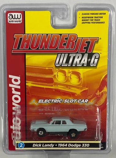 Auto World SC359-2B 1964 Blue Dodge 330 Dick Landy HO Scale Slot Car