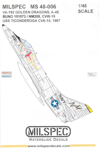 CAMMS48006 1:48 MilSpec Decals - A-4E Skyhawk VA-192 Golden Dragons CVW-19 1967