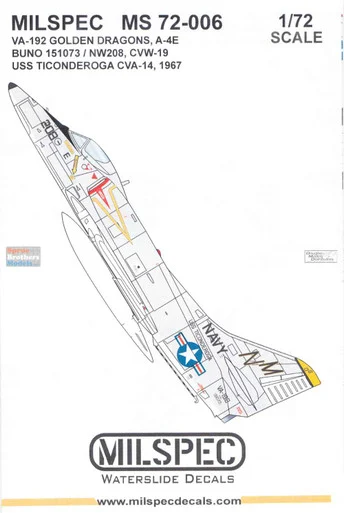 CAMMS72006 1:72 MilSpec Decals - A-4E Skyhawk VA-192 Golden Dragons CVW-19 1967