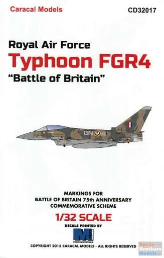 CARCD32017 1:32 Caracal Models Decals - Royal Air Force Typhoon FGR4 "Battle of Britain"