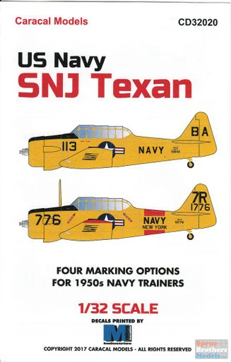 CARCD32020 1:32 Caracal Models Decals - US Navy SNJ Texan