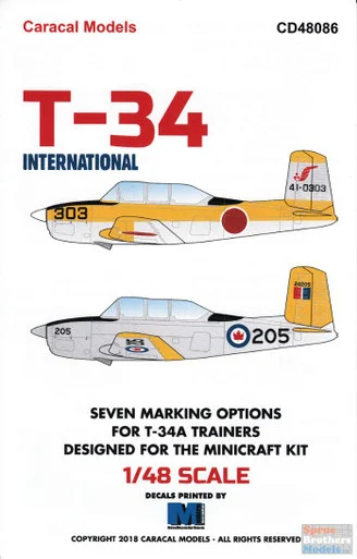 CARCD48086 1:48 Caracal Models Decals - T-34 Mentor International