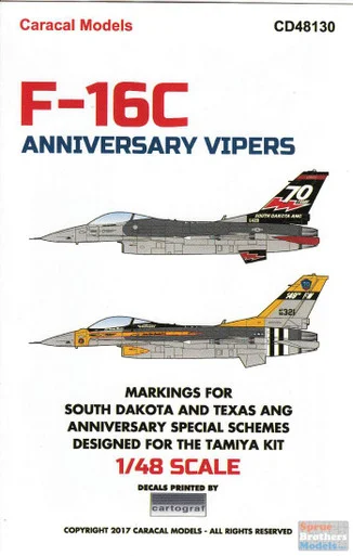 CARCD48130 1:48 Caracal Models Decals - F-16C Falcon 'Anniversary Vipers'