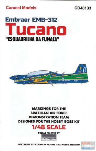 CARCD48133 1:48 Caracal Models Decals - Embraer EMB-312 Tucano 'Esquadrilha da Fumaca'
