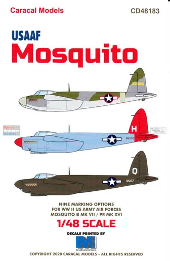 CARCD48183 1:48 Caracal Models Decals - USAAF Mosquito