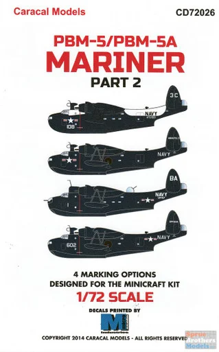 CARCD72026 1:72 Caracal Models Decals - PBM-5 PBM-5A Mariner Part 2