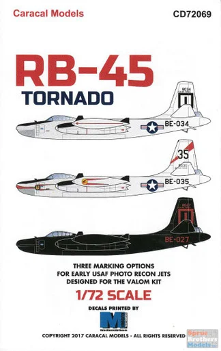 CARCD72069 1:72 Caracal Models Decals - RB-45 Tornado