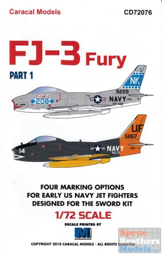CARCD72076 1:72 Caracal Models Decals - FJ-3 Fury Part 1