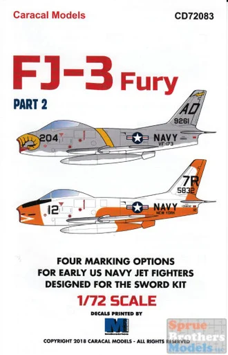 CARCD72083 1:72 Caracal Models Decals - FJ-3 Fury Part 2