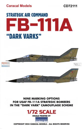 CARCD72111 1:72 Caracal Models Decals - FB-111A Aardvark 'Dark Varks'