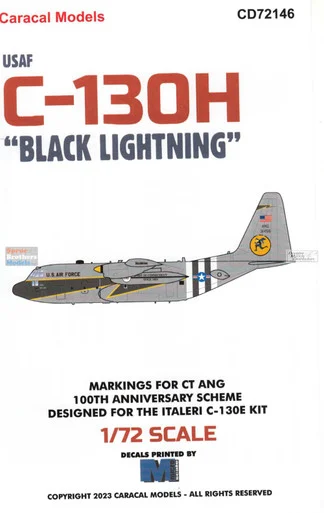 CARCD72146 1:72 Caracal Models Decals - C-130H Herrcules 'Black Lightning' CT ANG 100th Anniversary Scheme