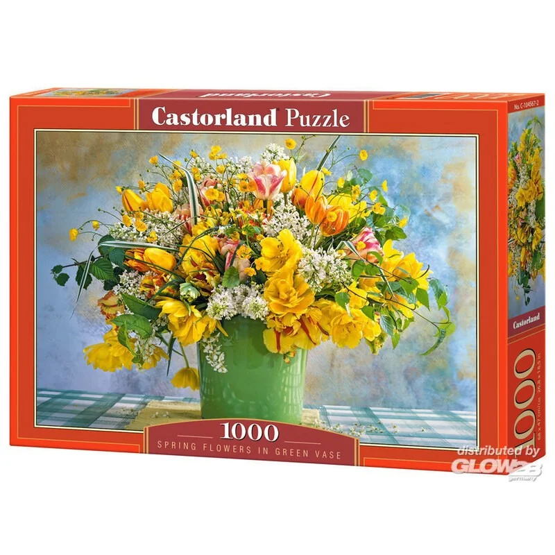Spring Flowers in Green Vase, 1000 piece jigsaw puzzle - Castorland