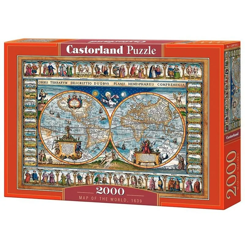 Map of the world,1639,Puzzle 2000 Teile - Castorland